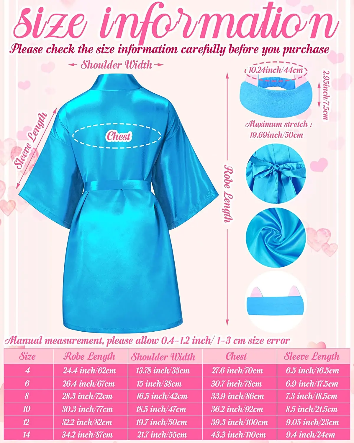 10/6Packs Birthday Squad Robes Spa Party Girls Queen Robe Soft Silk Satin Kimono Bathrobes DIY Bathrobes with Blindfold Headband