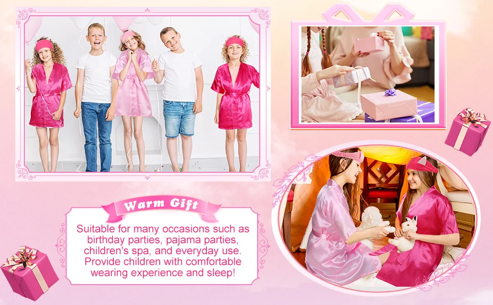 10/6Packs Birthday Squad Robes Spa Party Girls Queen Robe Soft Silk Satin Kimono Bathrobes DIY Bathrobes with Blindfold Headband