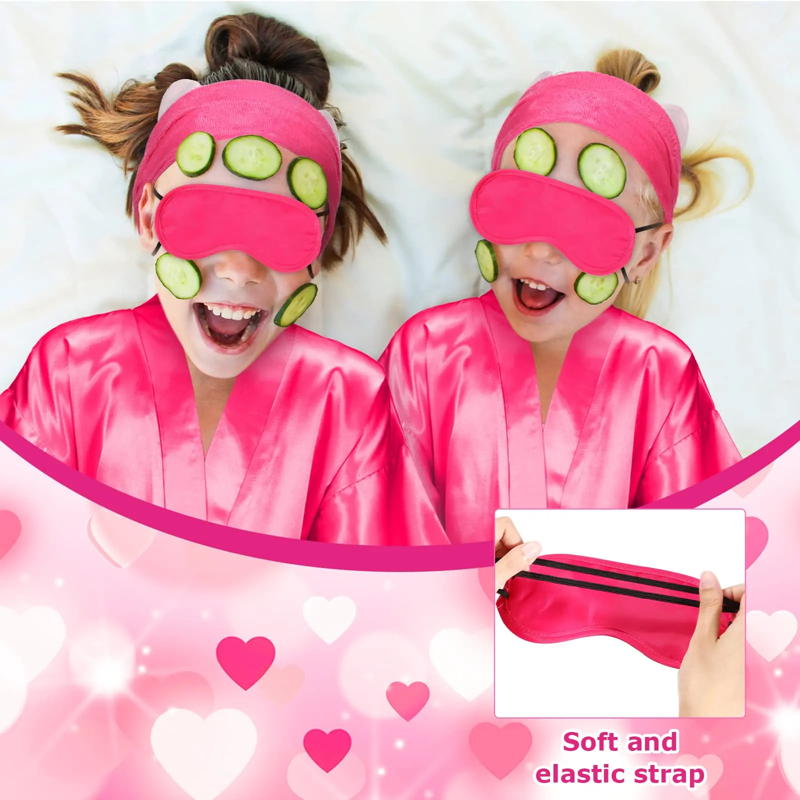 10/6Packs Birthday Squad Robes Spa Party Girls Queen Robe Soft Silk Satin Kimono Bathrobes DIY Bathrobes with Blindfold Headband