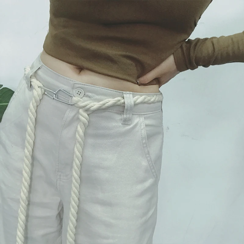 Unisex Hemp Rope Belt Tassel Waistband Vintage Braided Belt For Women Dresses Decor Waist Chain All-match Thin Waist Rope