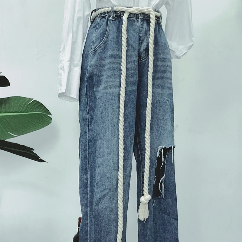Unisex Hemp Rope Belt Tassel Waistband Vintage Braided Belt For Women Dresses Decor Waist Chain All-match Thin Waist Rope