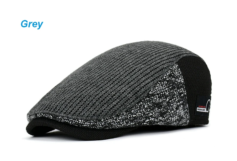 Men Newsboy Hats Thick Autumn Winter Vintage Herringbone Octagon Cap Casual knitted Berets Gatsby Flat Hat Color Matching Cap