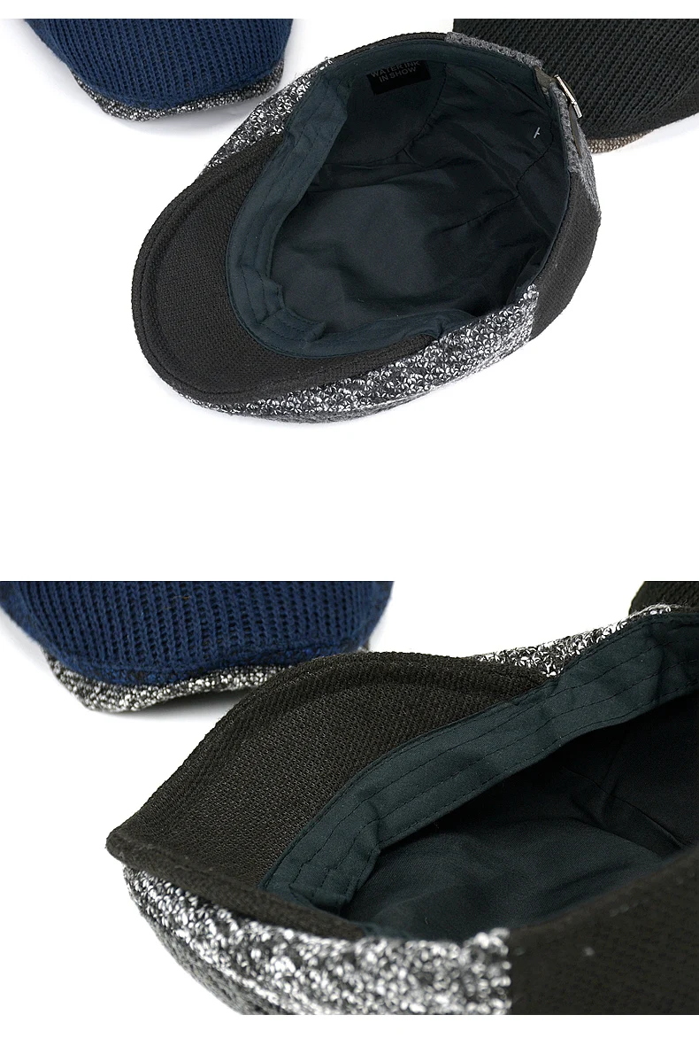 Men Newsboy Hats Thick Autumn Winter Vintage Herringbone Octagon Cap Casual knitted Berets Gatsby Flat Hat Color Matching Cap