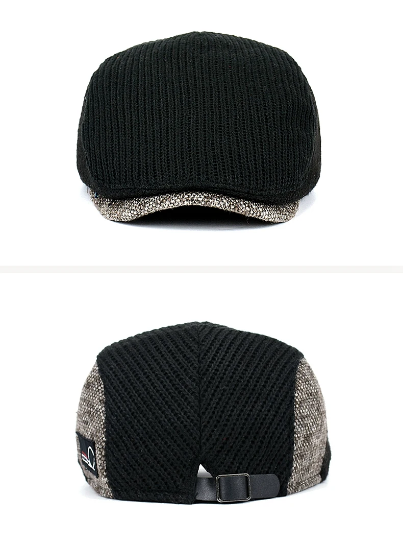 Men Newsboy Hats Thick Autumn Winter Vintage Herringbone Octagon Cap Casual knitted Berets Gatsby Flat Hat Color Matching Cap