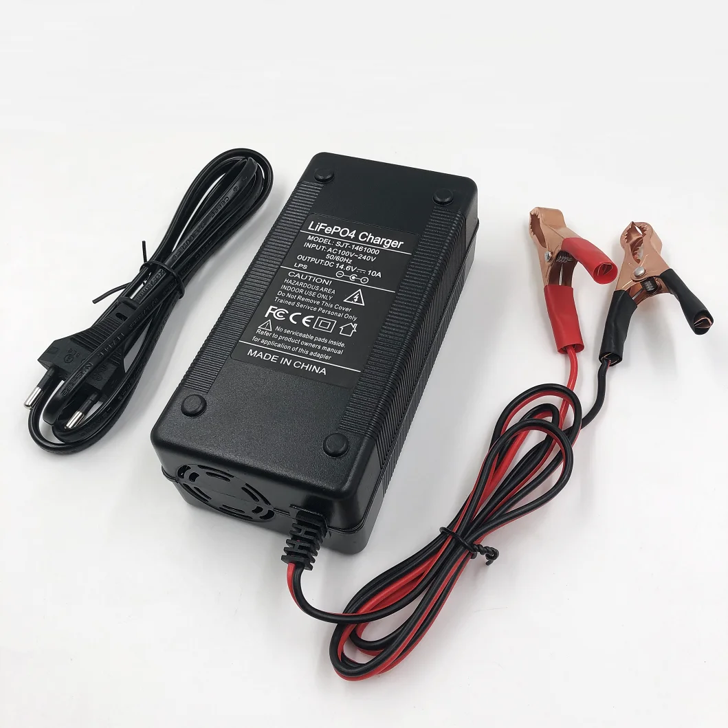 14.6V10A Charger for 12V LiFePO₄ Battery Outdoor Power Supply Fishing Lamp Xenon Lamp Battery Fast Charging With Alligator Clip