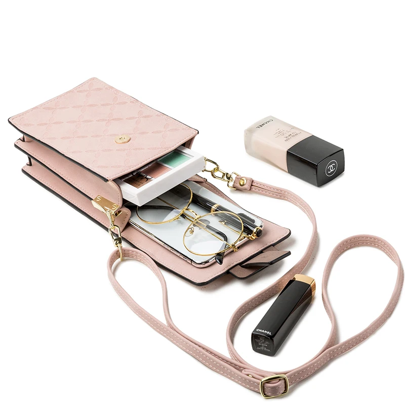 2026 Summer New Mobile Phone Bag Wallet Japanese and Korean High-End PU Plash Buckle Vertical Large Capacity Single Shoulder Bag