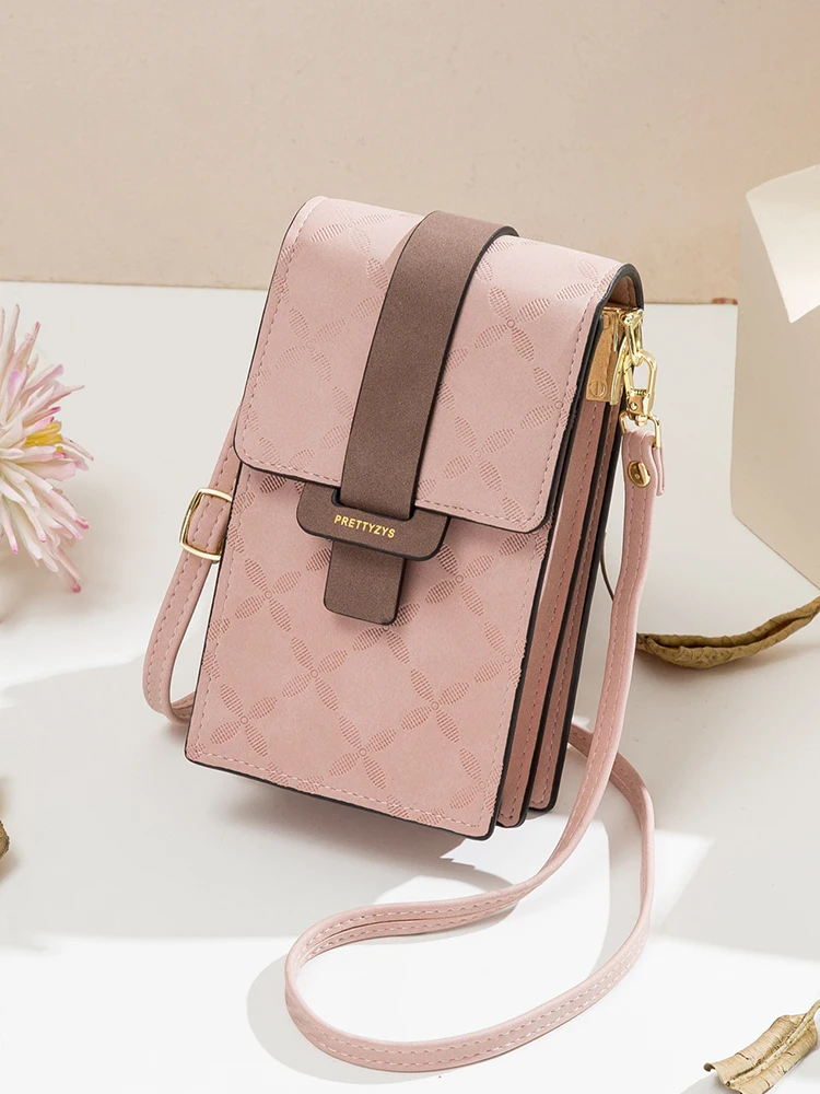 2026 Summer New Mobile Phone Bag Wallet Japanese and Korean High-End PU Plash Buckle Vertical Large Capacity Single Shoulder Bag