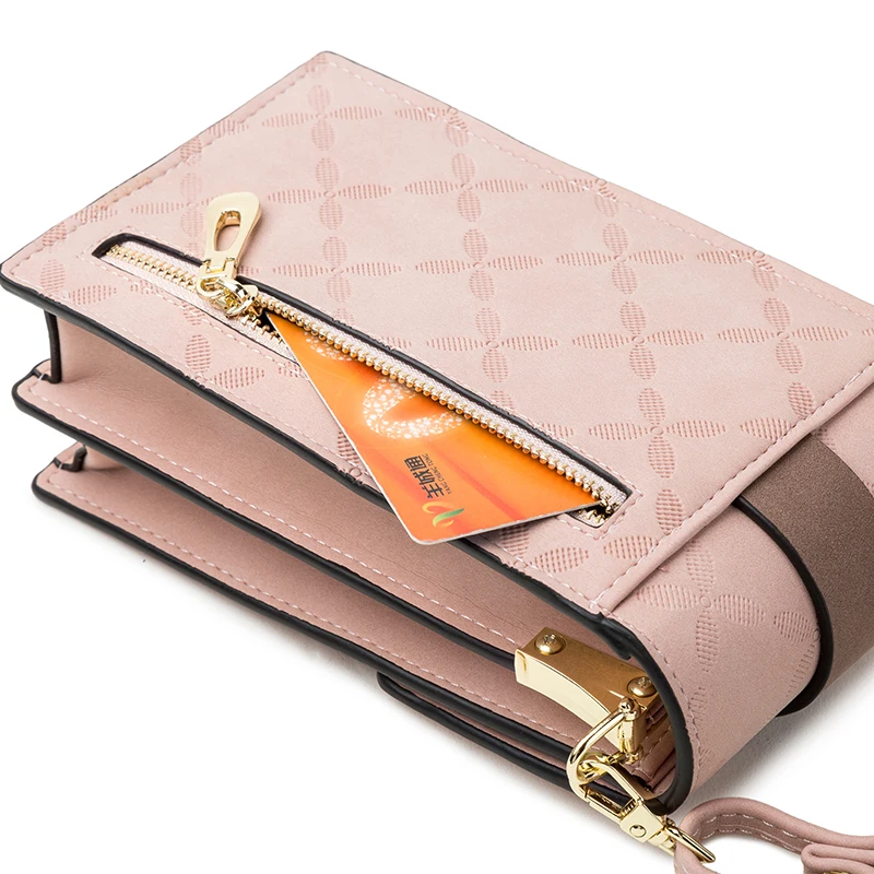 2026 Summer New Mobile Phone Bag Wallet Japanese and Korean High-End PU Plash Buckle Vertical Large Capacity Single Shoulder Bag