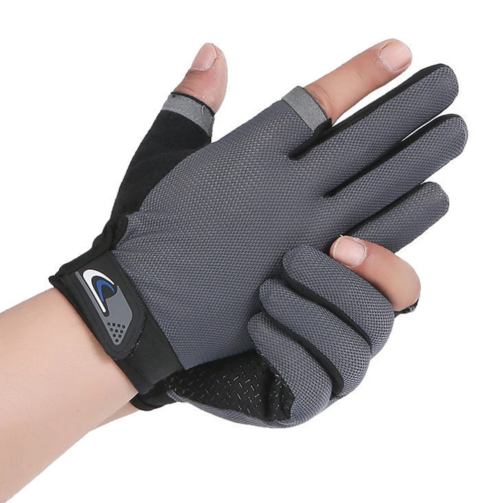 Summer Men's Fishing Gloves Anti-UV Cycling Women Two Finger Cut Male Touch Screen Angling Anti-Slip Breathable Fitness Gloves