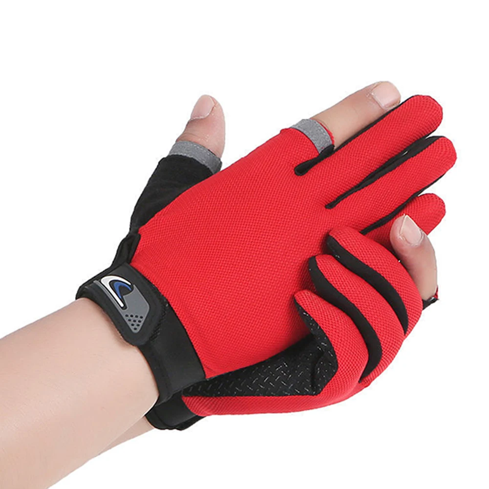 Summer Men's Fishing Gloves Anti-UV Cycling Women Two Finger Cut Male Touch Screen Angling Anti-Slip Breathable Fitness Gloves