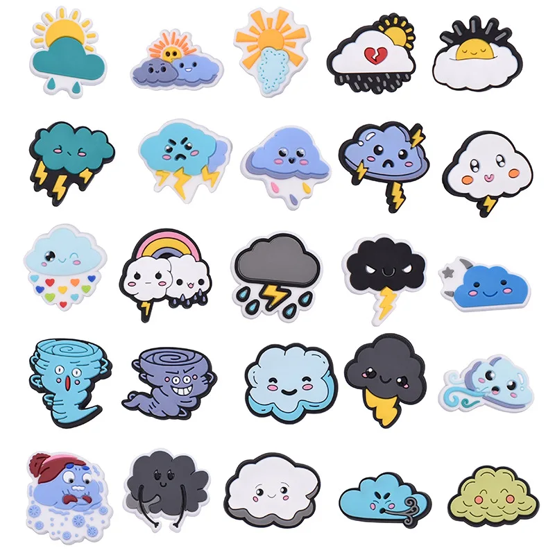 New Arrivals 1Pcs Cute Weather Clouds PVC Shoe Charms for Crocs Accessories Charms Decoration Party Favor Gifts