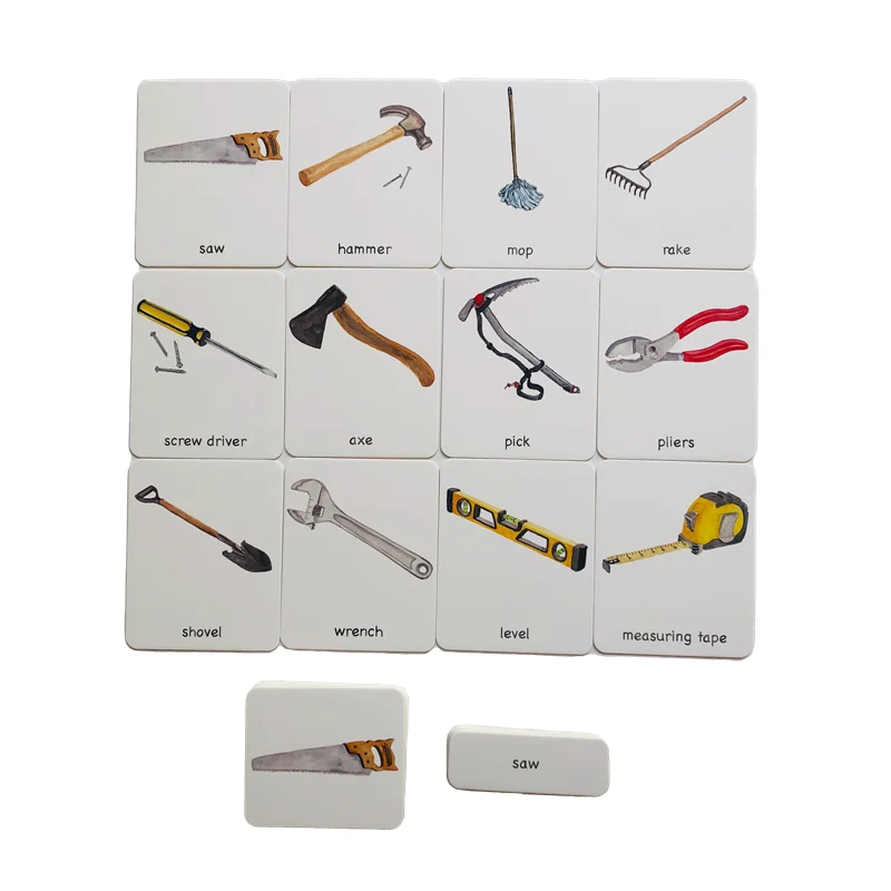 Montessori Language Materials 3 Part Cards of Fruit/ Vegetable/ Tools/ Instrument/ Farm/ Transportation Kids Learning Resources