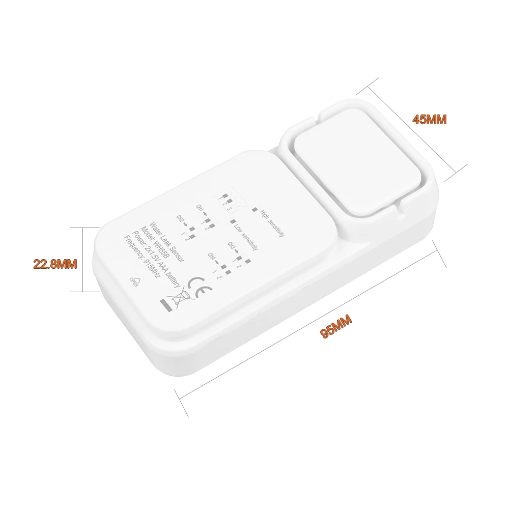 Ecowitt WH55 Multi-channel Wireless Water Leak Detection Sensor with Loud Audio Alarm, Accessories Only, Cannot Be Used Alone