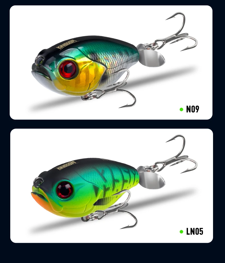Kingdom Fishing Lure 35mm 5.4g Topwater Whopper Plopper Lure Floating Wobbler Artificial Hard Bait with Popper Pike Fishing