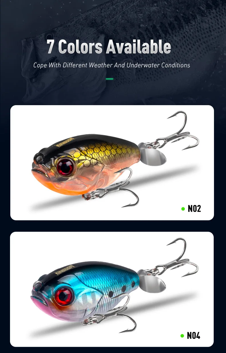 Kingdom Fishing Lure 35mm 5.4g Topwater Whopper Plopper Lure Floating Wobbler Artificial Hard Bait with Popper Pike Fishing