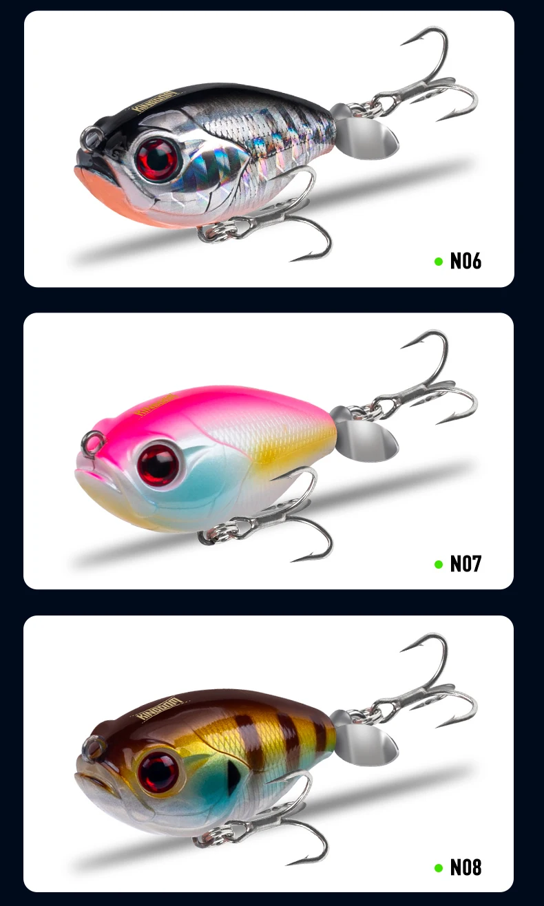 Kingdom Fishing Lure 35mm 5.4g Topwater Whopper Plopper Lure Floating Wobbler Artificial Hard Bait with Popper Pike Fishing