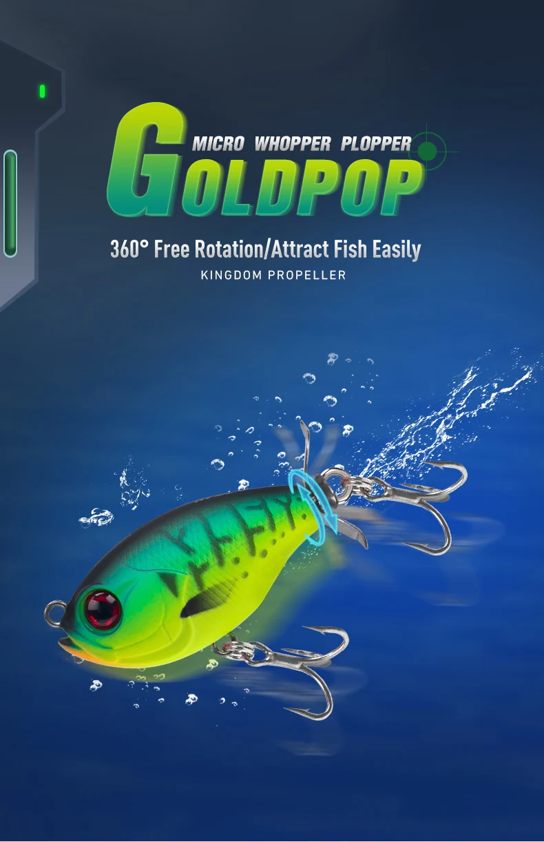 Kingdom Fishing Lure 35mm 5.4g Topwater Whopper Plopper Lure Floating Wobbler Artificial Hard Bait with Popper Pike Fishing