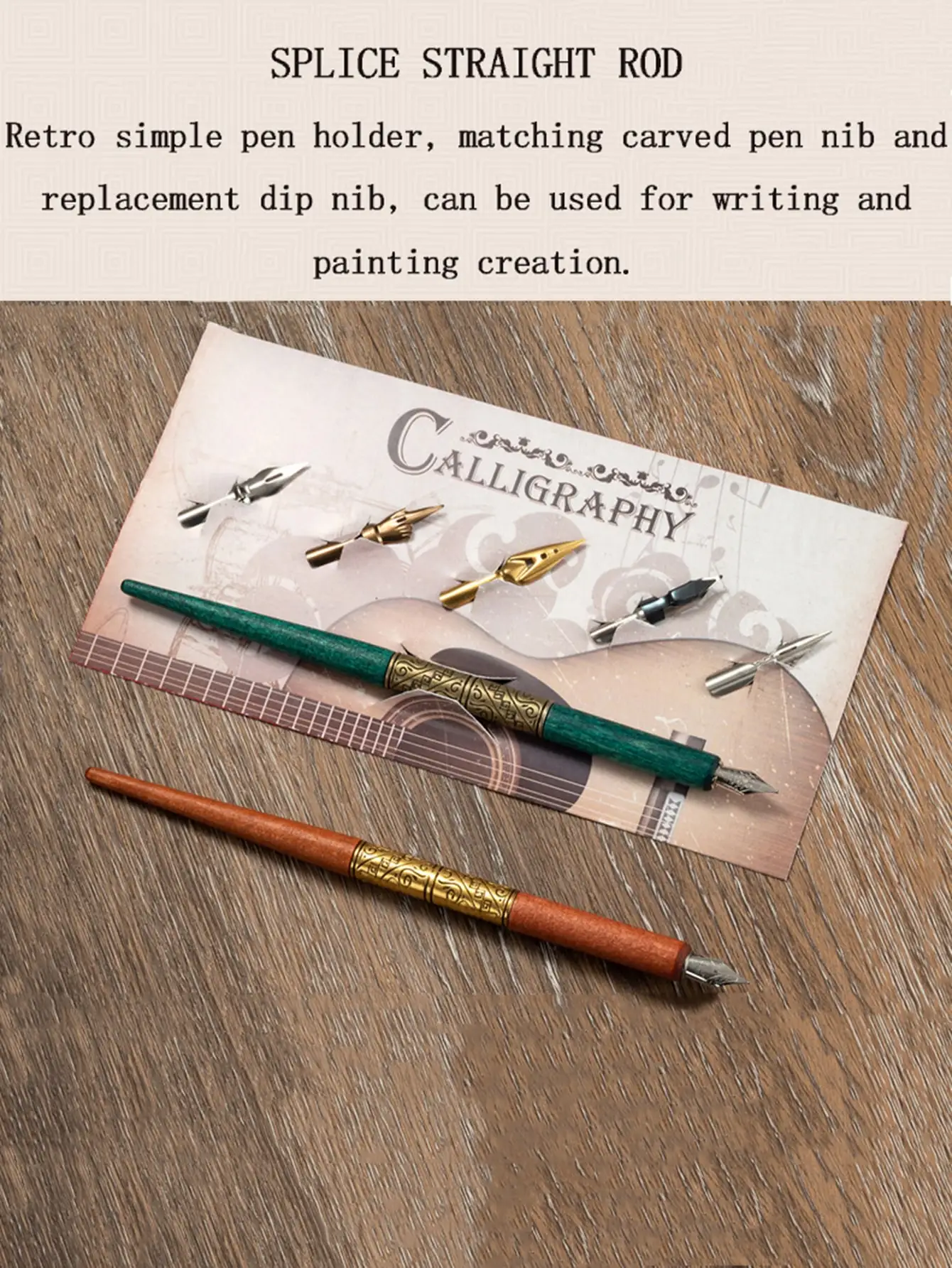 Bview Art Comic Dip Pen Set, 5 Wooden Pen Handler Artist Cartoon Pen Set Calligraphy Dip Pens with 5 Nibs For Manga/Comic Art