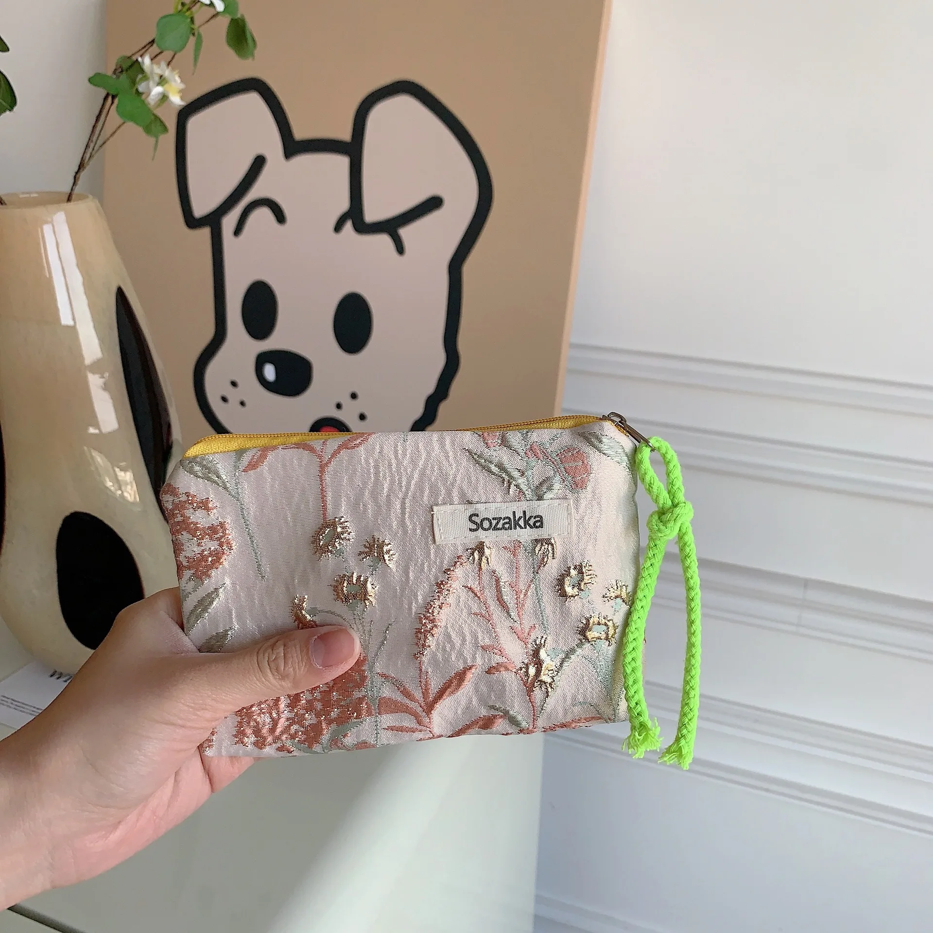 Kawaii Floral Travel Cosmetic Lipstick Coin Purse Storage Bag Women Cute Makeup Handbags Wallet Organizer Pencil Cases Pouch Bag