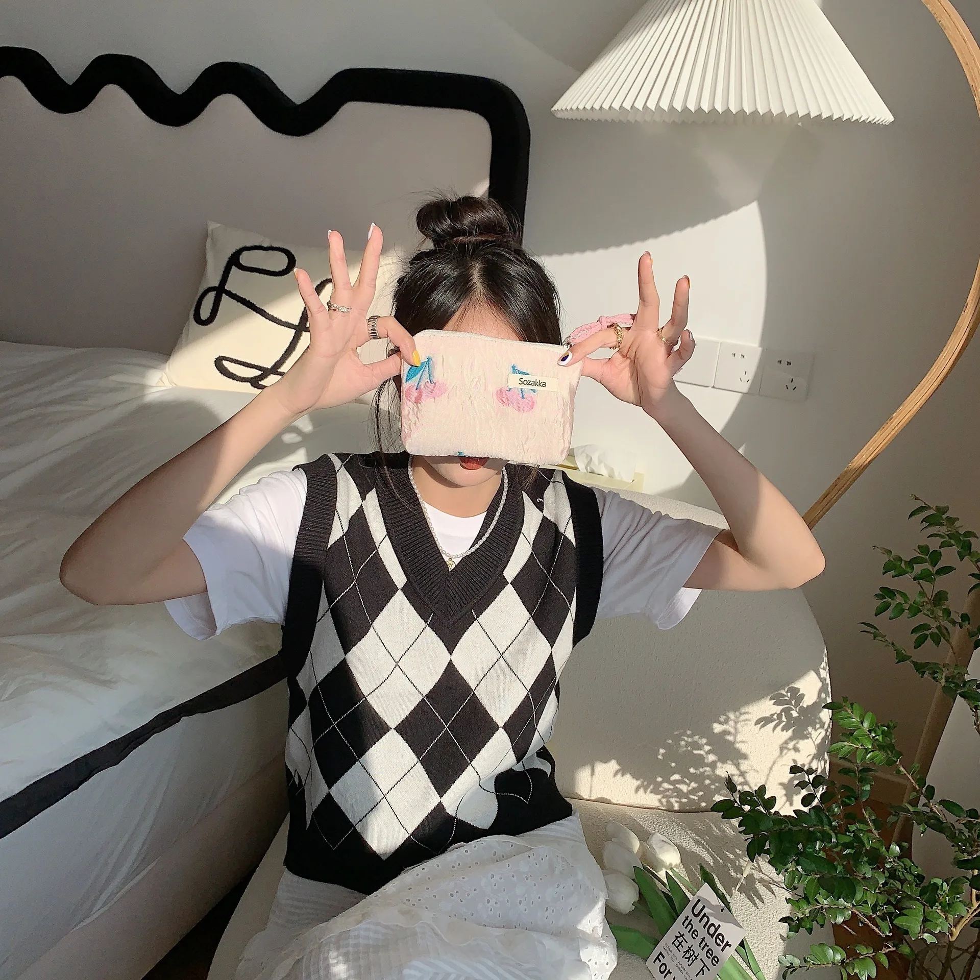 Kawaii Floral Travel Cosmetic Lipstick Coin Purse Storage Bag Women Cute Makeup Handbags Wallet Organizer Pencil Cases Pouch Bag