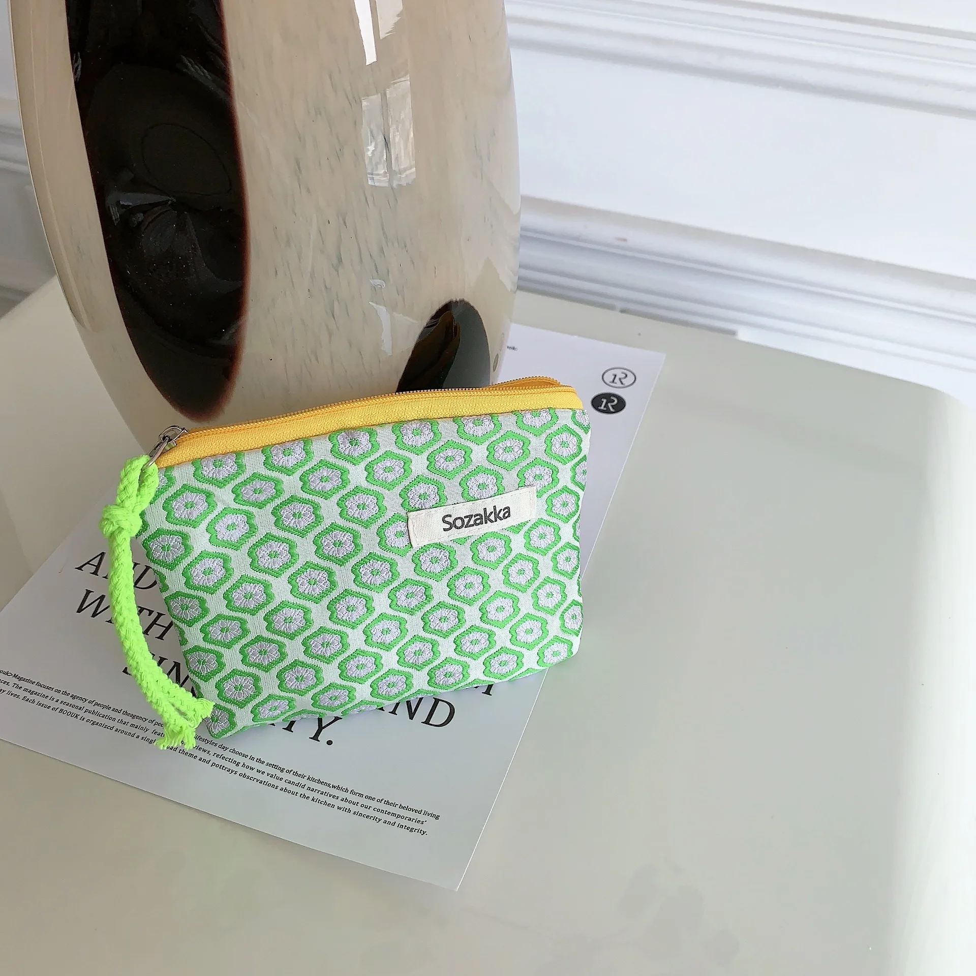 Kawaii Floral Travel Cosmetic Lipstick Coin Purse Storage Bag Women Cute Makeup Handbags Wallet Organizer Pencil Cases Pouch Bag