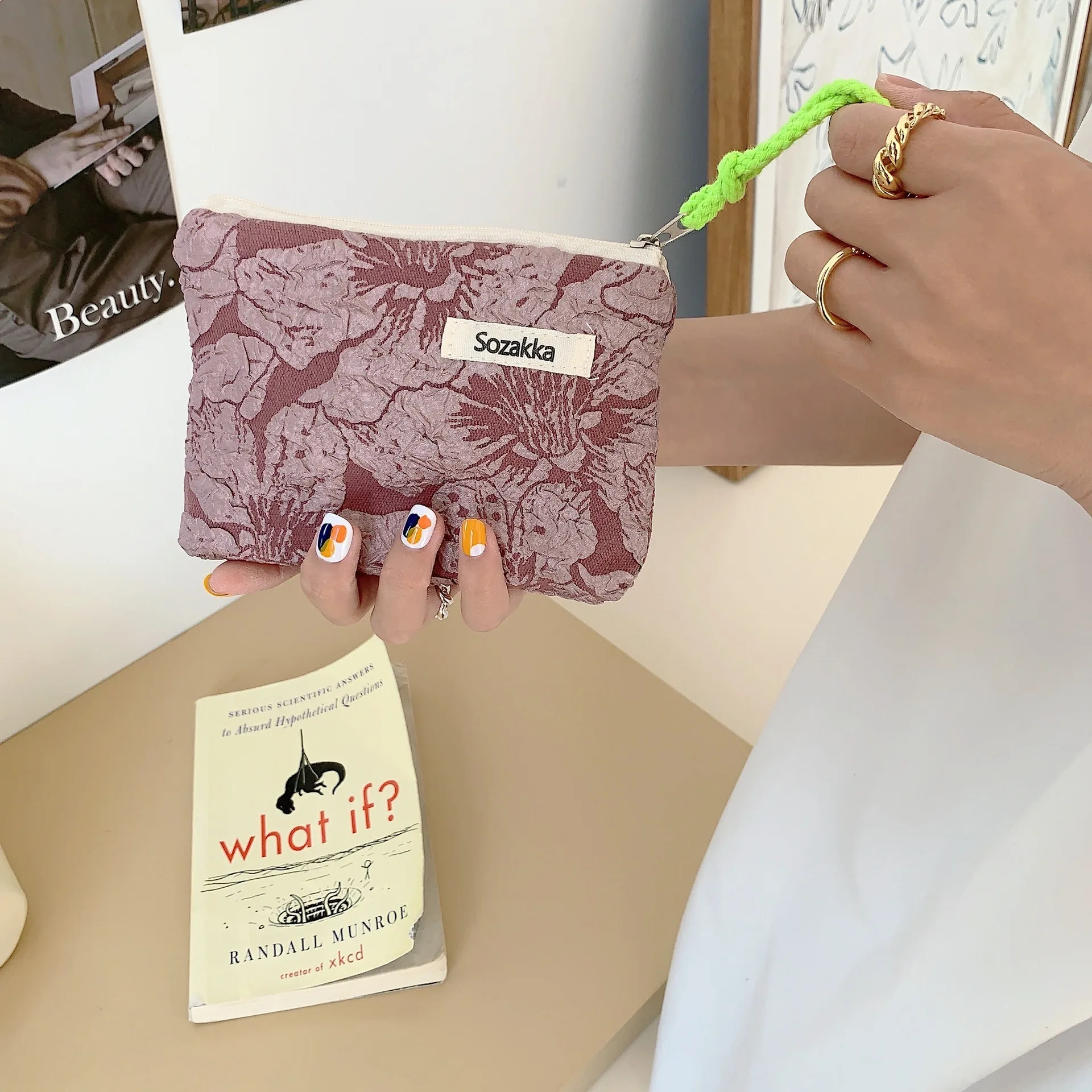 Kawaii Floral Travel Cosmetic Lipstick Coin Purse Storage Bag Women Cute Makeup Handbags Wallet Organizer Pencil Cases Pouch Bag