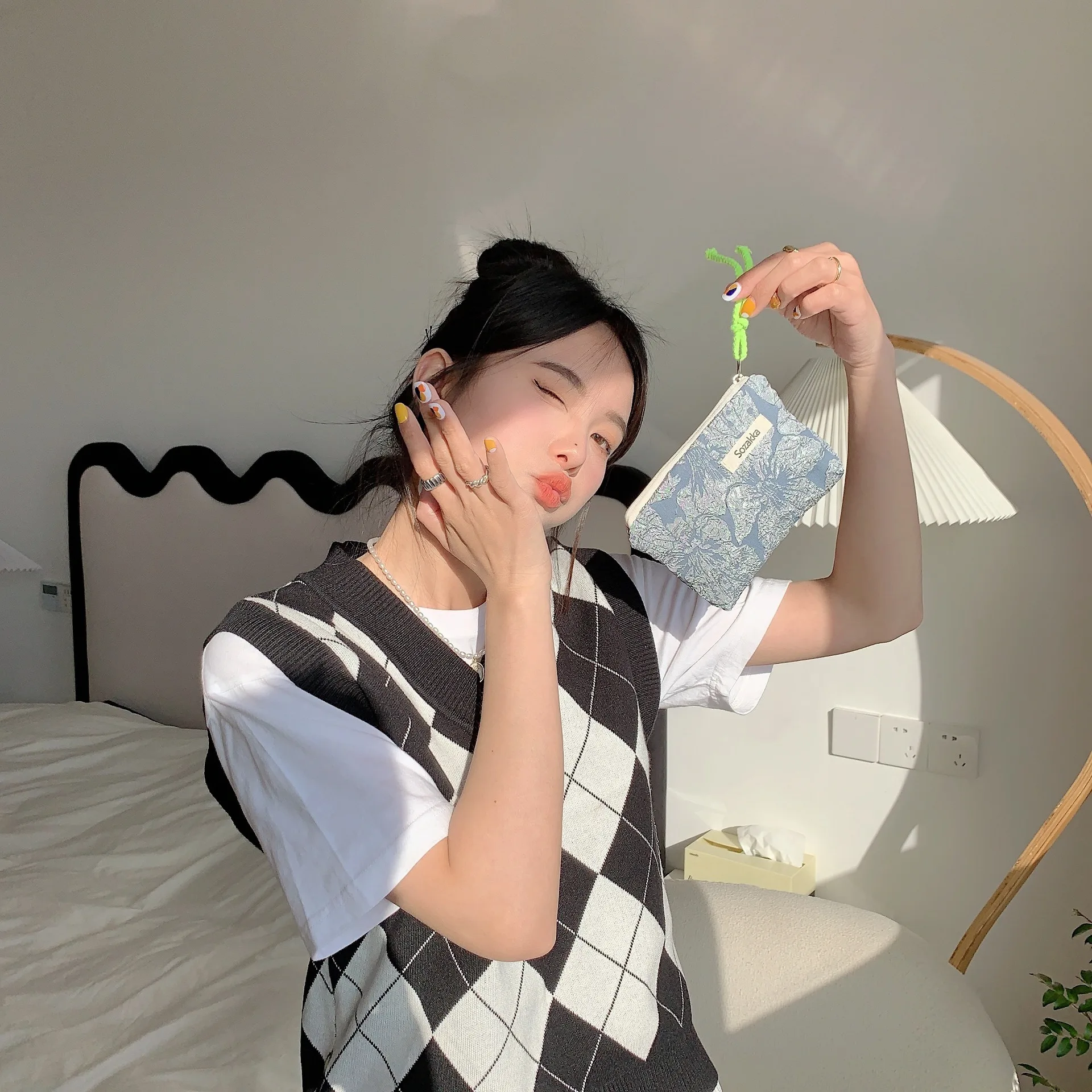 Kawaii Floral Travel Cosmetic Lipstick Coin Purse Storage Bag Women Cute Makeup Handbags Wallet Organizer Pencil Cases Pouch Bag