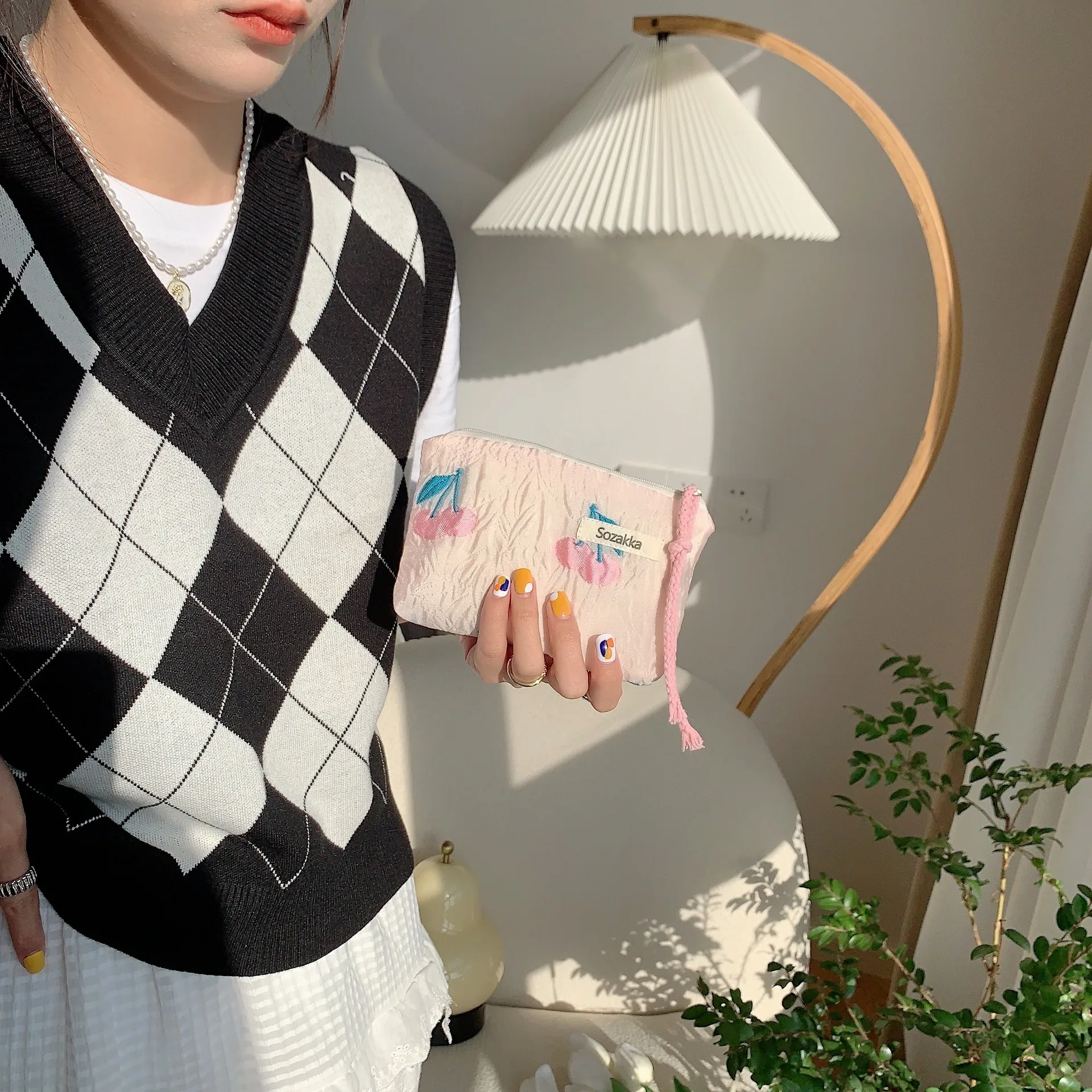Kawaii Floral Travel Cosmetic Lipstick Coin Purse Storage Bag Women Cute Makeup Handbags Wallet Organizer Pencil Cases Pouch Bag