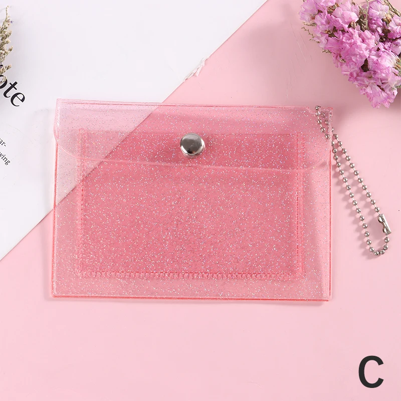 1Pc Women's Credit Card Holder Wallet Fashion Transparent Waterproof PVC Business Card ID Card Wallet Girl Coin Purse Bag