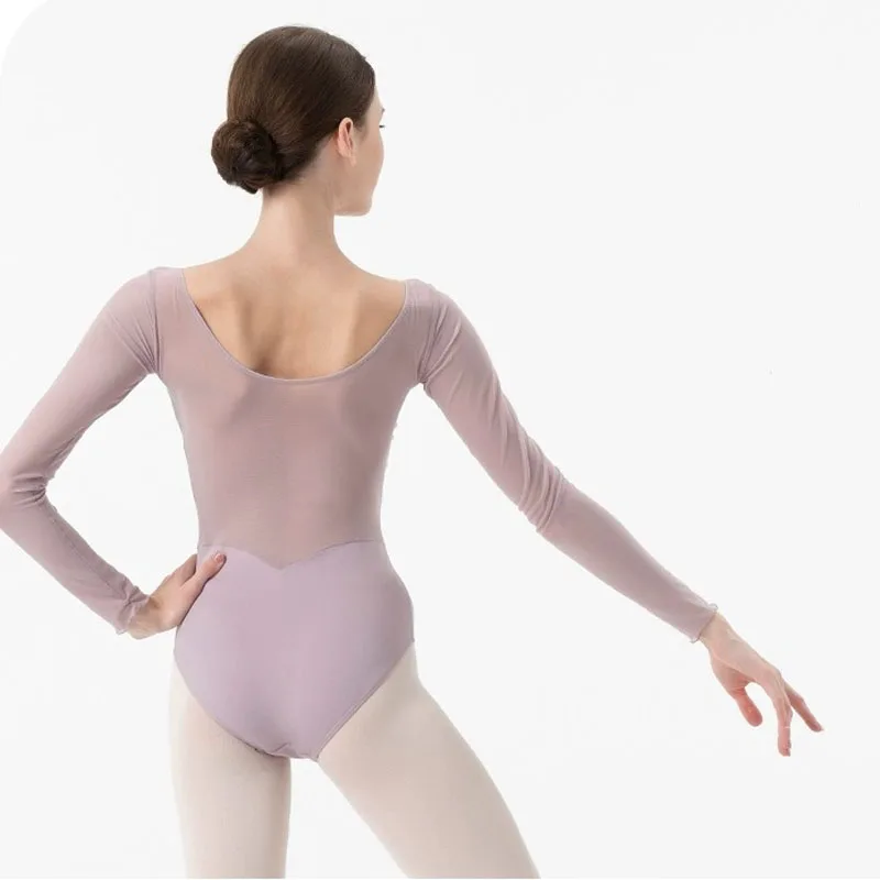 New Ballet Dance Leotard Gymnastic Costume for Lace Collar Waist Length Sleeves Bodysuit Gymnastics Performance Adult Yoga Costu
