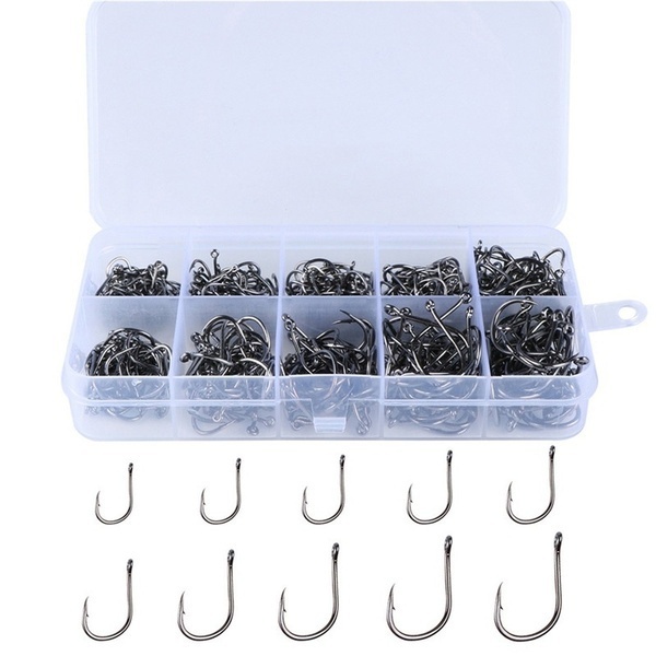 Brand new 100 pieces/box High quality carbon steel carp fishing bait Sharp fish hook 10 sizes available