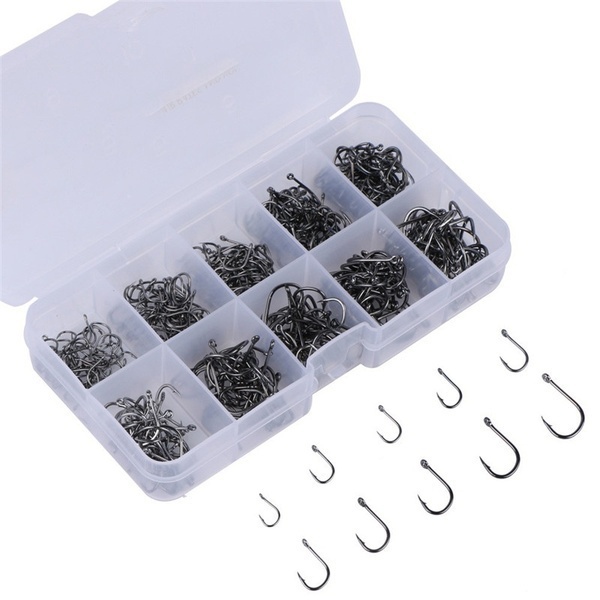 Brand new 100 pieces/box High quality carbon steel carp fishing bait Sharp fish hook 10 sizes available
