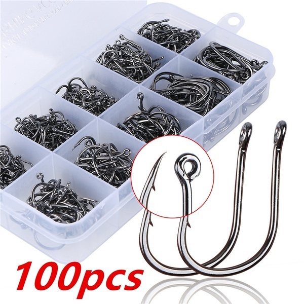 Brand new 100 pieces/box High quality carbon steel carp fishing bait Sharp fish hook 10 sizes available