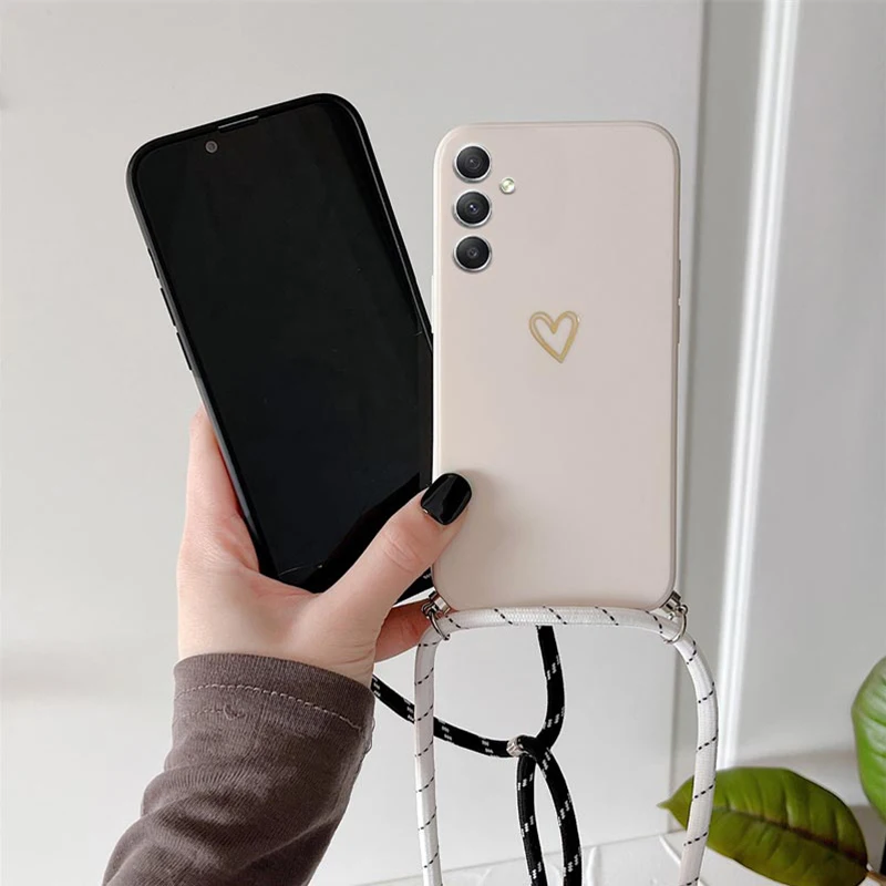 Crossbody Lanyard Silicone Phone Case For Samsung Galaxy A21S A05 A20 A30 A50 A20S A11 A42 A70 A13 A23 A14 A34 A54 A24 A12 Cover