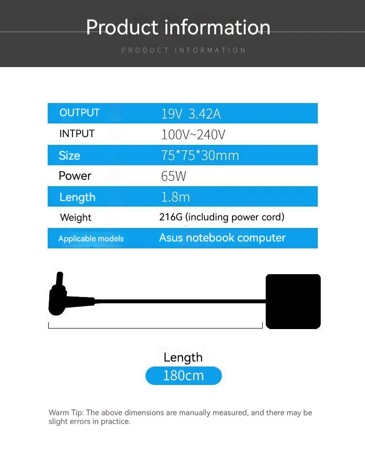 19V 3.42A 65W 4.0*1.35MM Laptop Ac Adapter Charger For Asus A540S X540SC K556U F556UB A541SA U38DT UX301 F540S R540SC X556UQ
