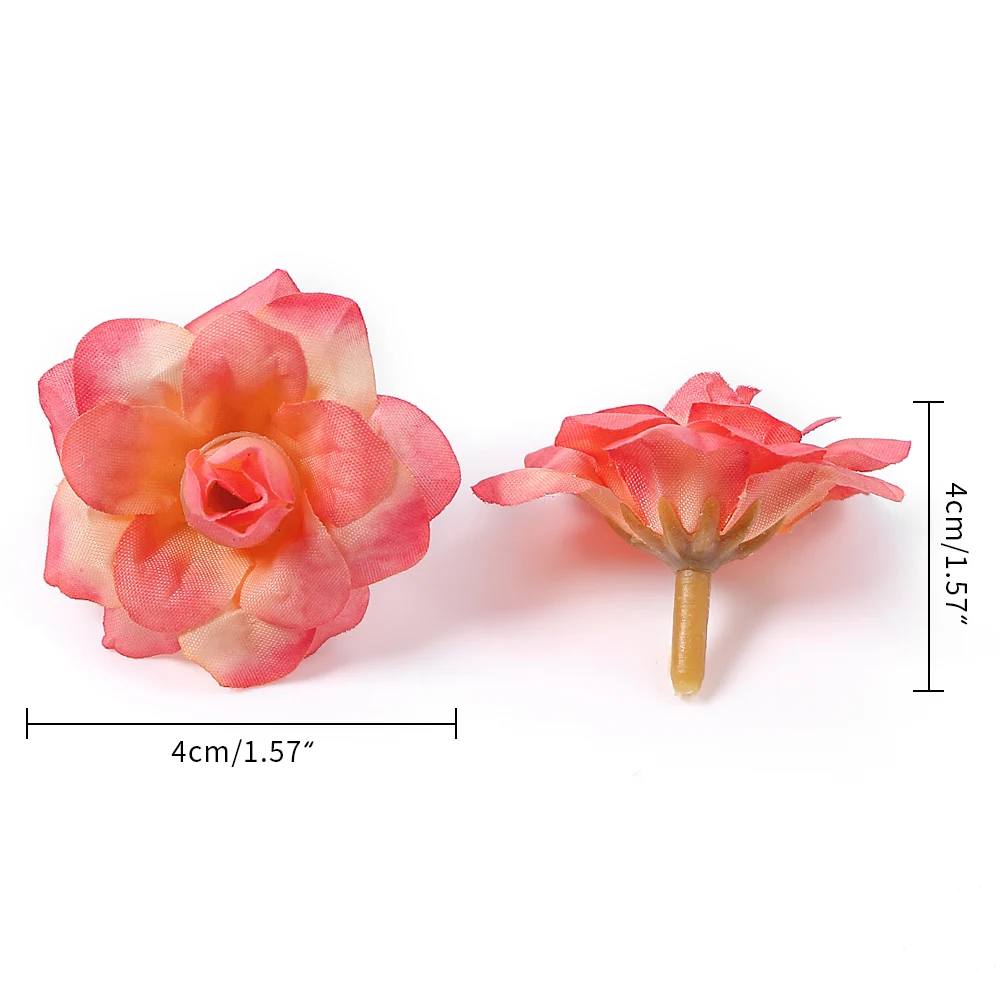 Rose Artificial Flowers Head 4CM Silk Fake Flowers for Home Hoom Decor Wedding Decorations DIY Crafts Garland Gift Accessories