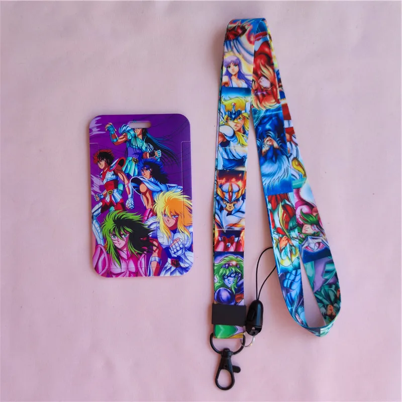 Cartoon Saint Seiy Girls Boy Lanyard Card holders Credit Card ID Badge Holder Student Men Bus Business Cardholder Keychain