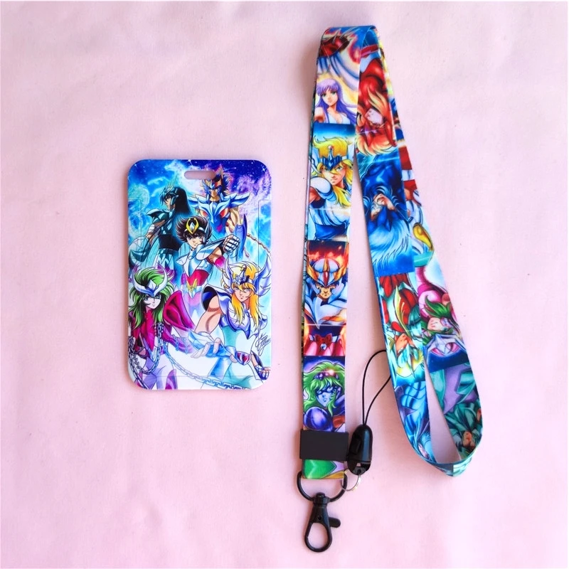 Cartoon Saint Seiy Girls Boy Lanyard Card holders Credit Card ID Badge Holder Student Men Bus Business Cardholder Keychain
