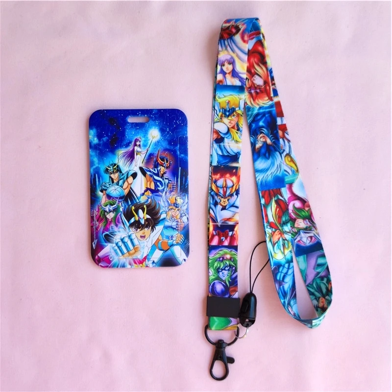 Cartoon Saint Seiy Girls Boy Lanyard Card holders Credit Card ID Badge Holder Student Men Bus Business Cardholder Keychain