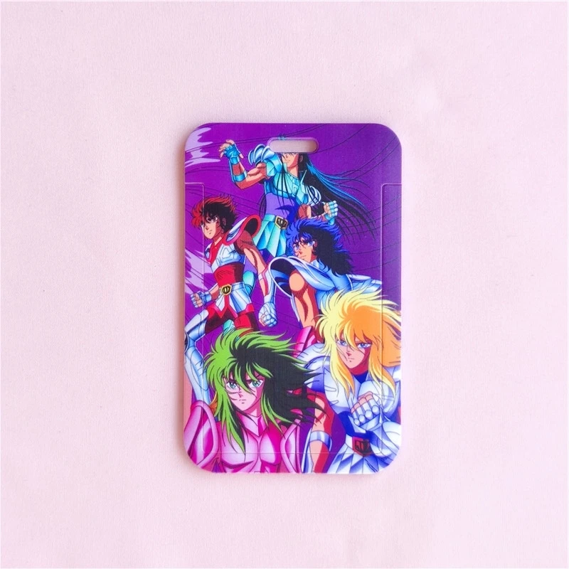 Cartoon Saint Seiy Girls Boy Lanyard Card holders Credit Card ID Badge Holder Student Men Bus Business Cardholder Keychain