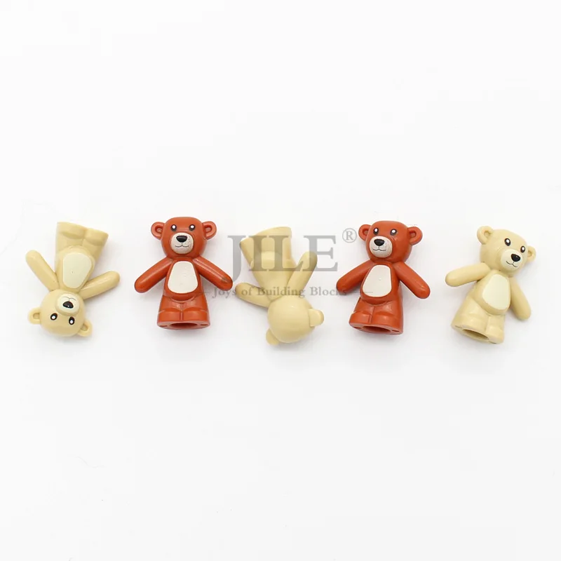5pcs MOC Building Blocks DIY Toy Cartoon Bear with Printing Bricks Educational Animal Compatible 98382pb001 Assembles Particles