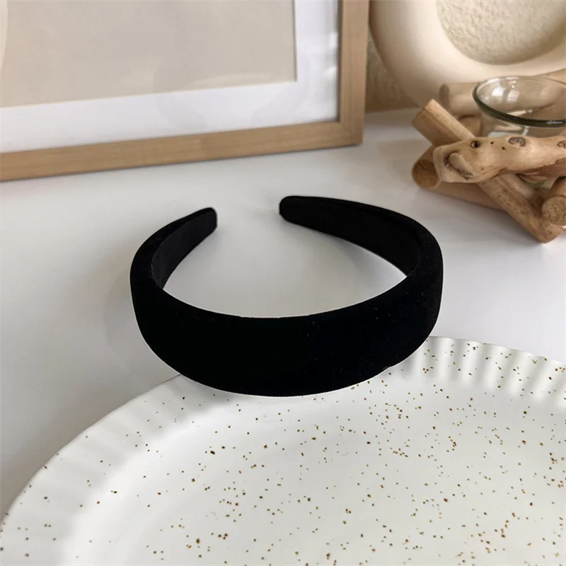 Winter Solid Velvet Bezel Women Girl Broadside Hair Bands  Pearl Cross Headband Hair Hoop Fashion Black Leather Braided Hairband