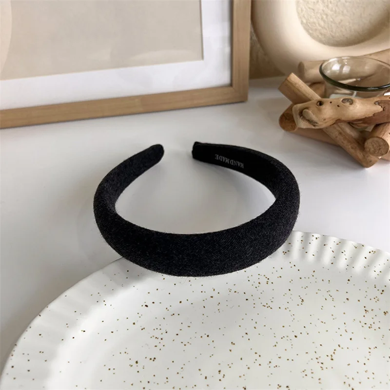 Winter Solid Velvet Bezel Women Girl Broadside Hair Bands  Pearl Cross Headband Hair Hoop Fashion Black Leather Braided Hairband