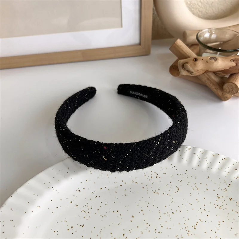 Winter Solid Velvet Bezel Women Girl Broadside Hair Bands  Pearl Cross Headband Hair Hoop Fashion Black Leather Braided Hairband