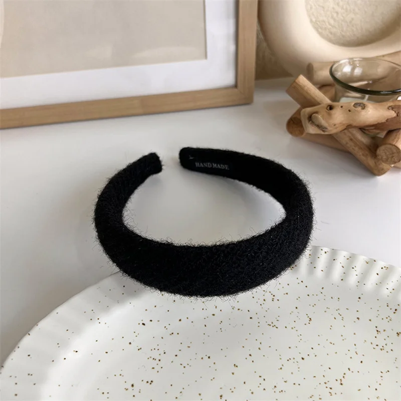 Winter Solid Velvet Bezel Women Girl Broadside Hair Bands  Pearl Cross Headband Hair Hoop Fashion Black Leather Braided Hairband