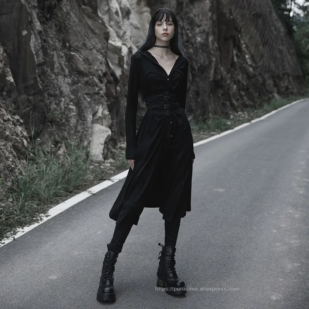 PUNK RAVE Women's Futuristic Sense Cool Waistband Has Adjustment Buckle Punk Female Accessories Slim Body Black Girdle Belts