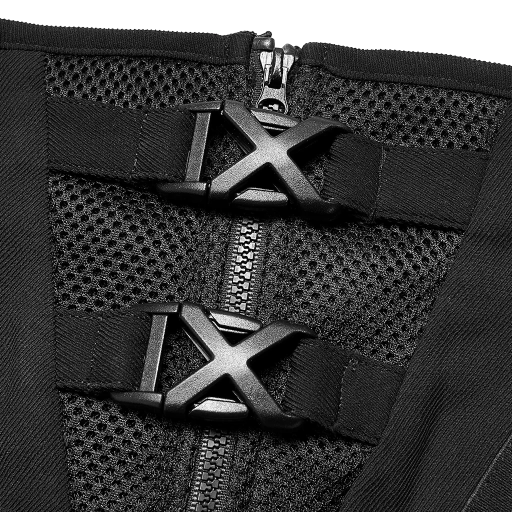 PUNK RAVE Women's Futuristic Sense Cool Waistband Has Adjustment Buckle Punk Female Accessories Slim Body Black Girdle Belts