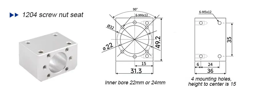 28mm DSG16H Mount Bracket CNC Parts RM1605 Ballscrew Aluminum Nut Housing Bracket Holder Fits For SFU1610/SFU1604/SFU1605