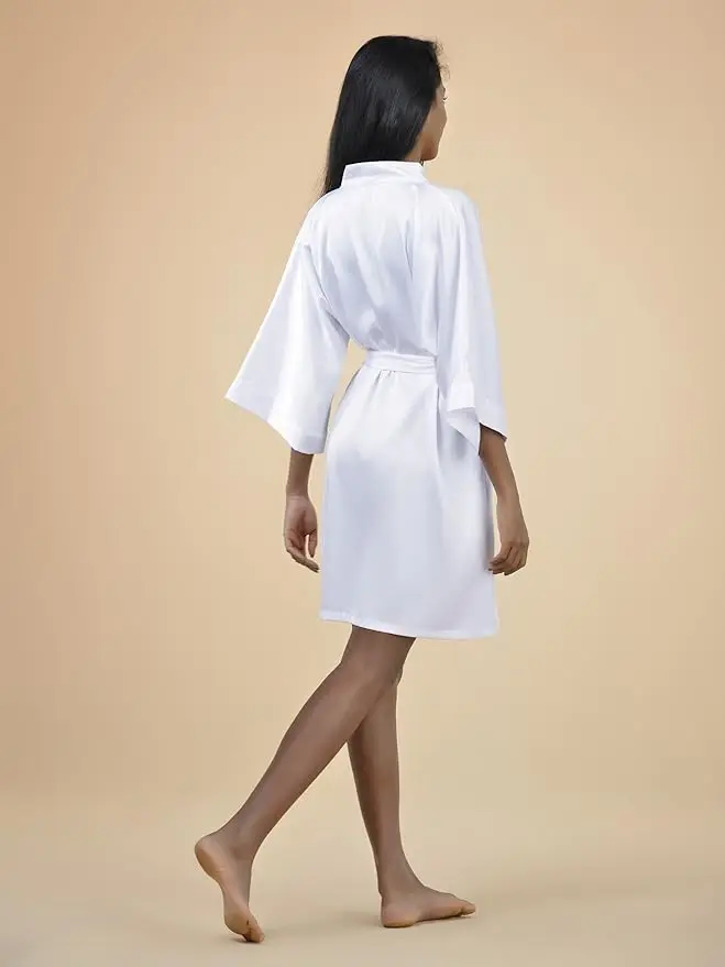 Satin Robe Female Intimate Lingerie Sleepwear Silky Bridal Wedding Gift Casual Kimono Bathrobe Gown Nightgown Sexy Nightwear