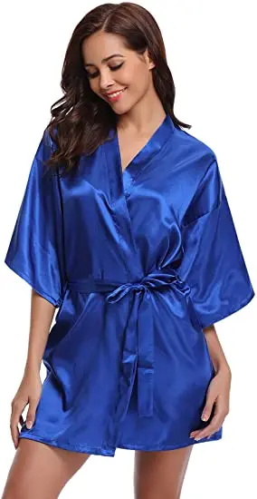 Satin Robe Female Intimate Lingerie Sleepwear Silky Bridal Wedding Gift Casual Kimono Bathrobe Gown Nightgown Sexy Nightwear